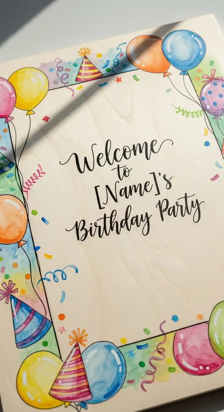 20 Stylish Birthday Party Welcome Boards 24 20. Hand-Painted Art Birthday Party Welcome Board