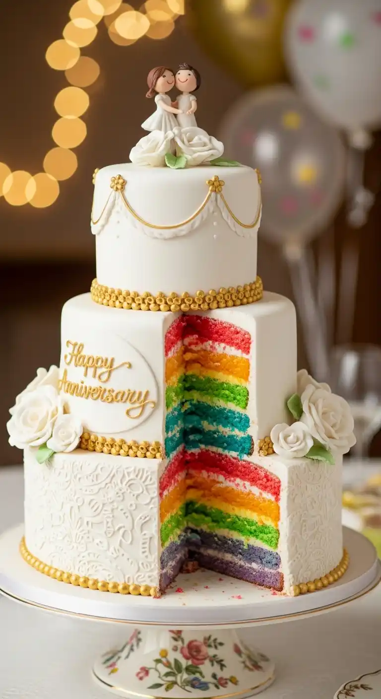 Wedding Anniversary Cake Designs for Every Style 24 20. Interactive or Surprise-Filled Wedding Anniversary Cake Design