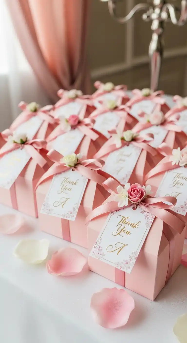 Every Bride Needs These 20 Pink Wedding Reception Ideas 23 20. Personalized Pink Favors