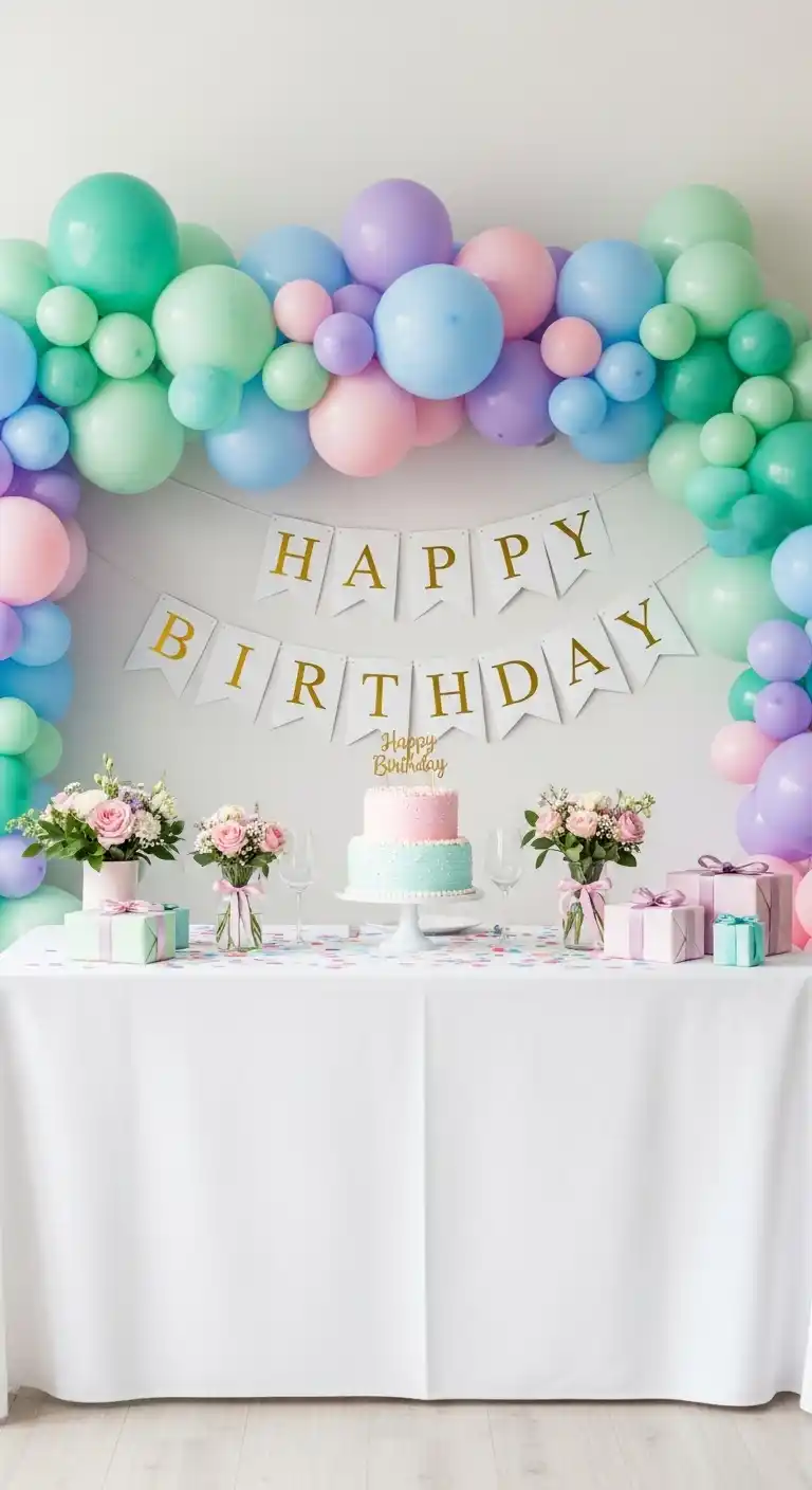 Birthday Party Table Decorations: 19 Fun Ideas 25 21. Coordinated Themed Table Backdrop