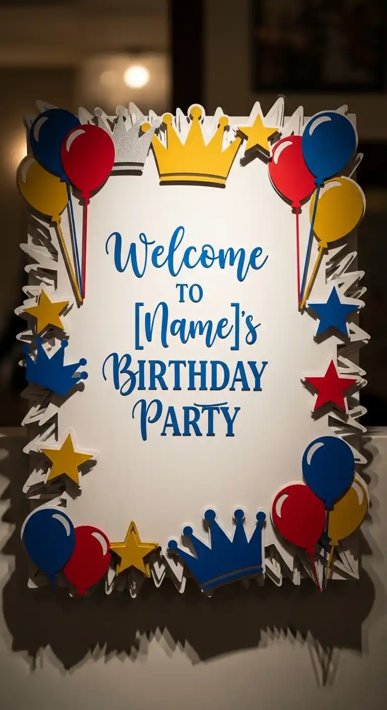 20 Stylish Birthday Party Welcome Boards 25 21. Themed Cutout Birthday Party Welcome Board