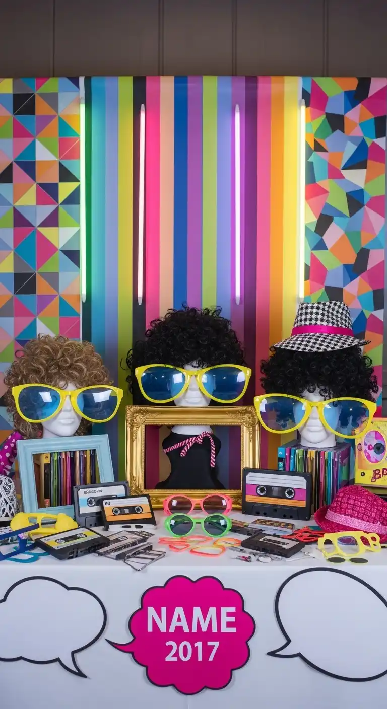 Bright & Bold: Bridal Shower 80s Theme Ideas 7 3. 80s Pop Culture Photo Booth Ideas