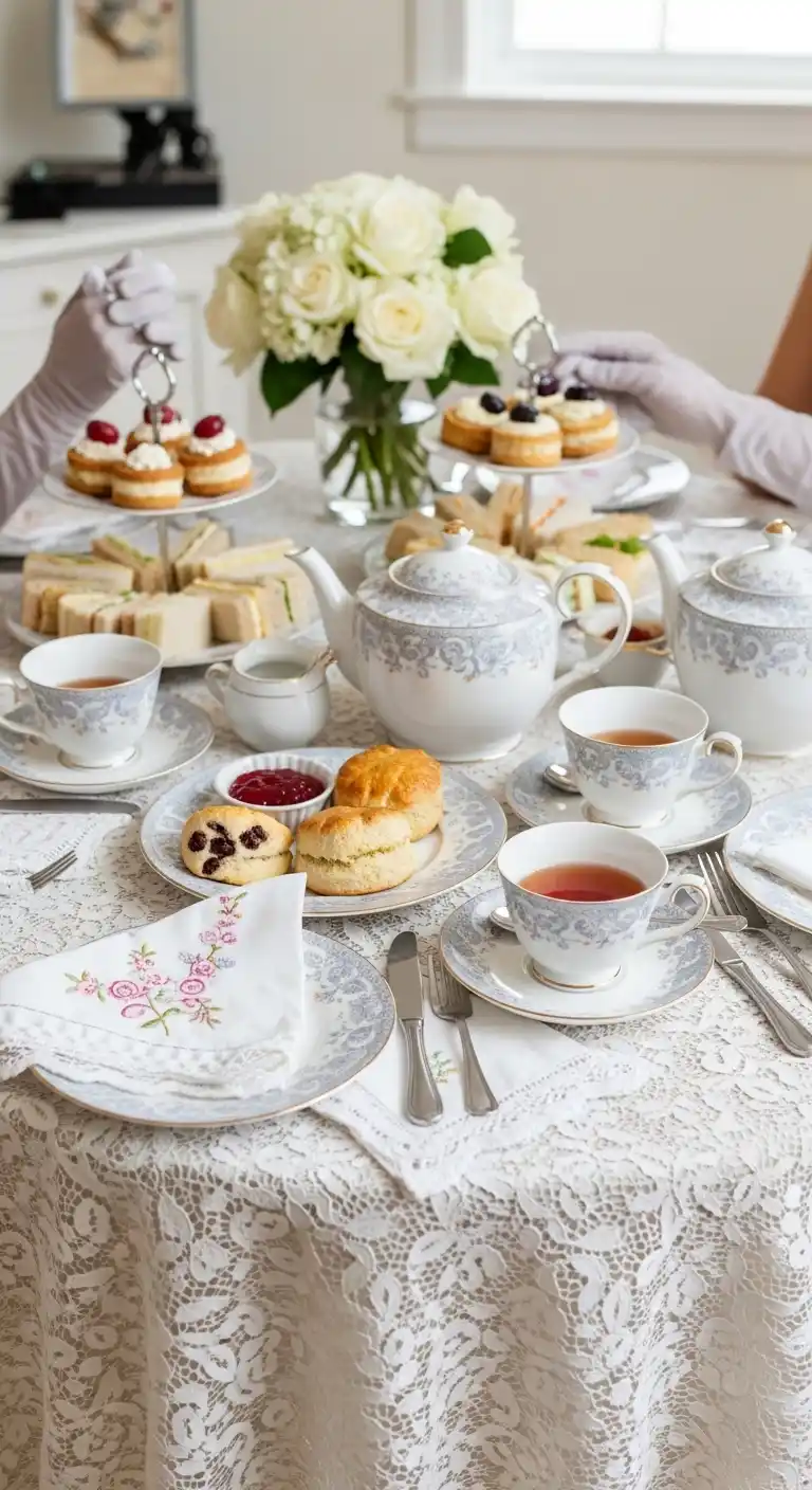 Bridal Shower Tea Party Looks That Delight 7 3. Elegant Afternoon Tea with Fine China and Lace