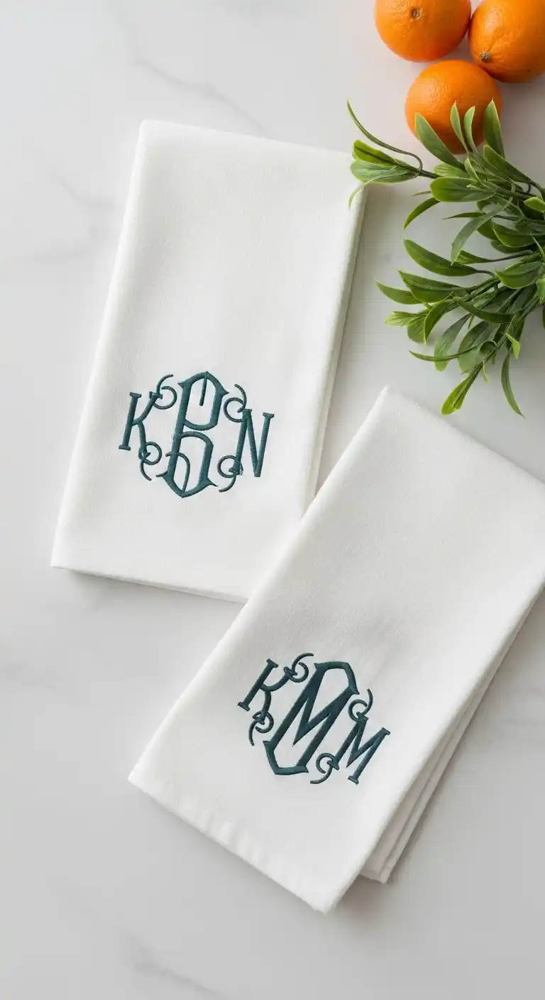 17 Bridal Shower Gifts She’ll Truly Love 7 3. Monogrammed Kitchen Towels Bridal Shower Gift