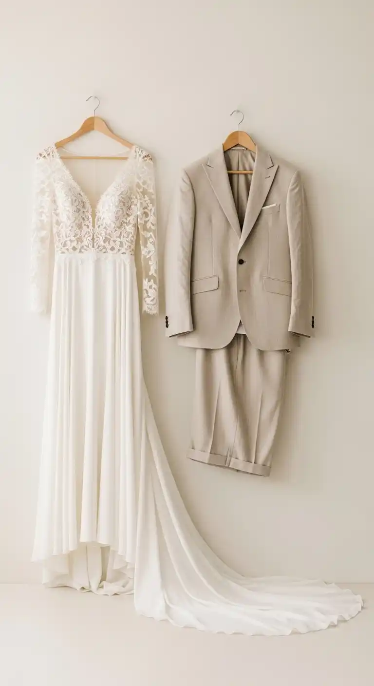 Neutral Wedding Ideas: 19 Elegant Inspirations 6 3. Neutral Wedding Attire for the Couple