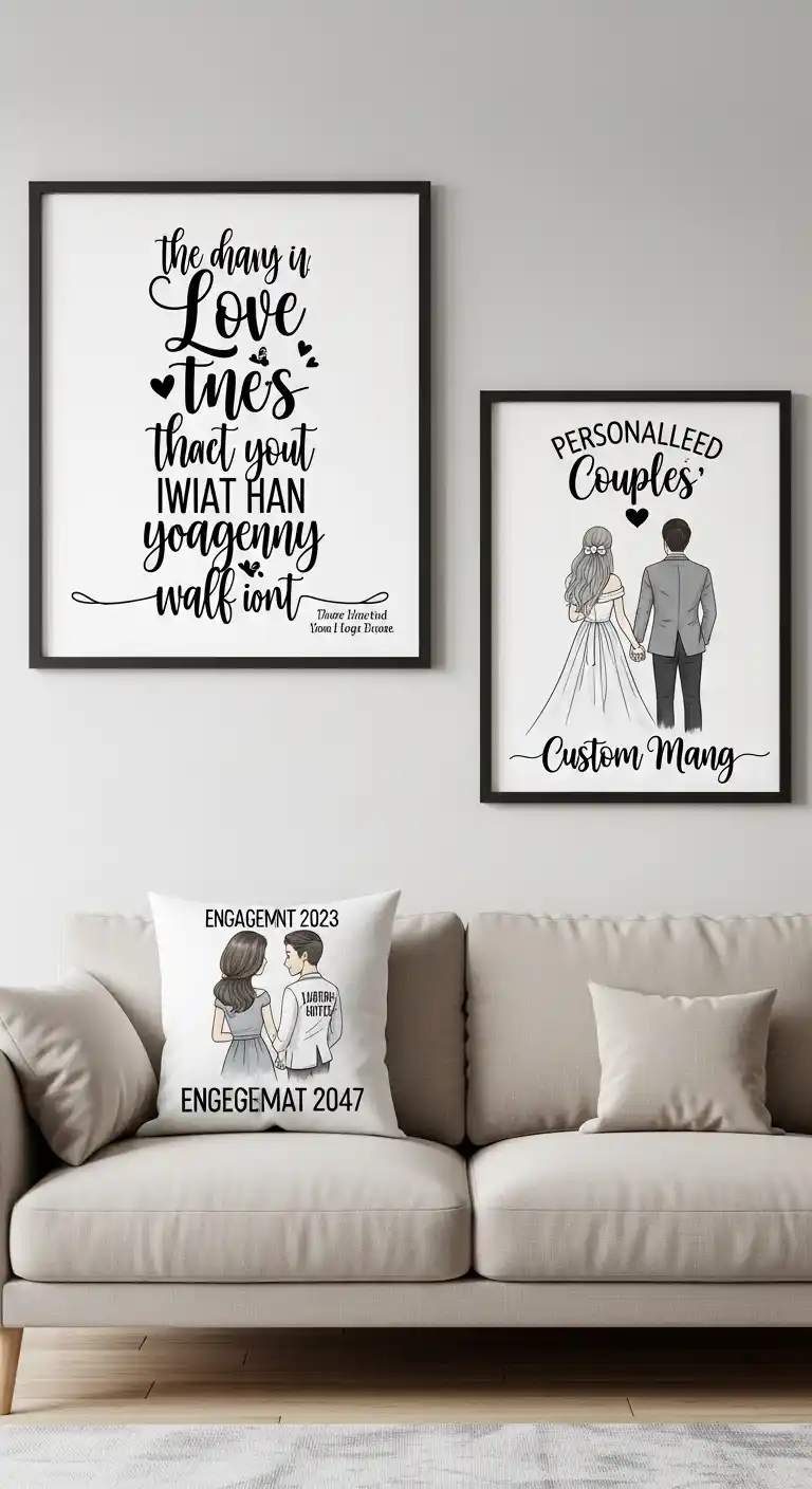 19 Unique Engagement Party Gifts to Impress 7 3. Personalized Couples’ Wall Art