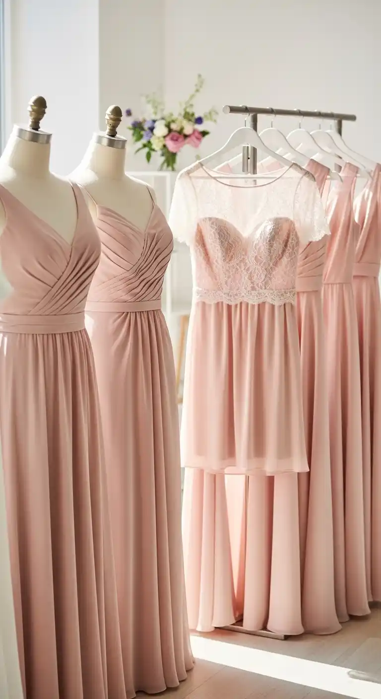 20 Pink Wedding Ceremony Ideas That Feel Elegant and Timeless 6 3. Pink Themed Bridesmaid Dresses