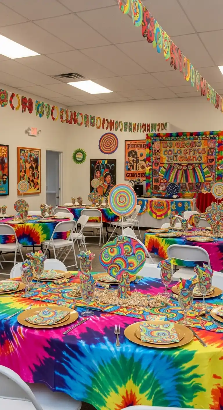 Bridal Shower 70s Theme: 17 Stylish Ideas 7 3. Psychedelic Color Explosion