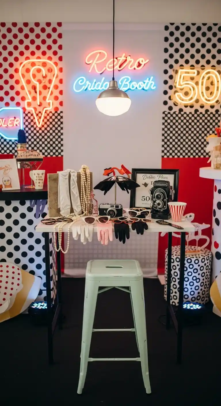 Easy Ways to Style a Bridal Shower 50s Theme 7 3. Retro Photo Booth