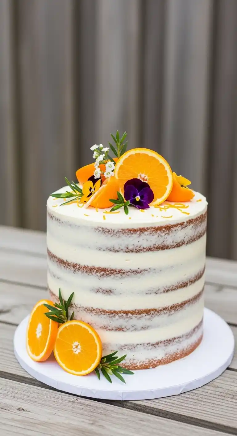 Orange Wedding Cakes That Steal the Spotlight 7 3. Rustic Orange Naked Cake