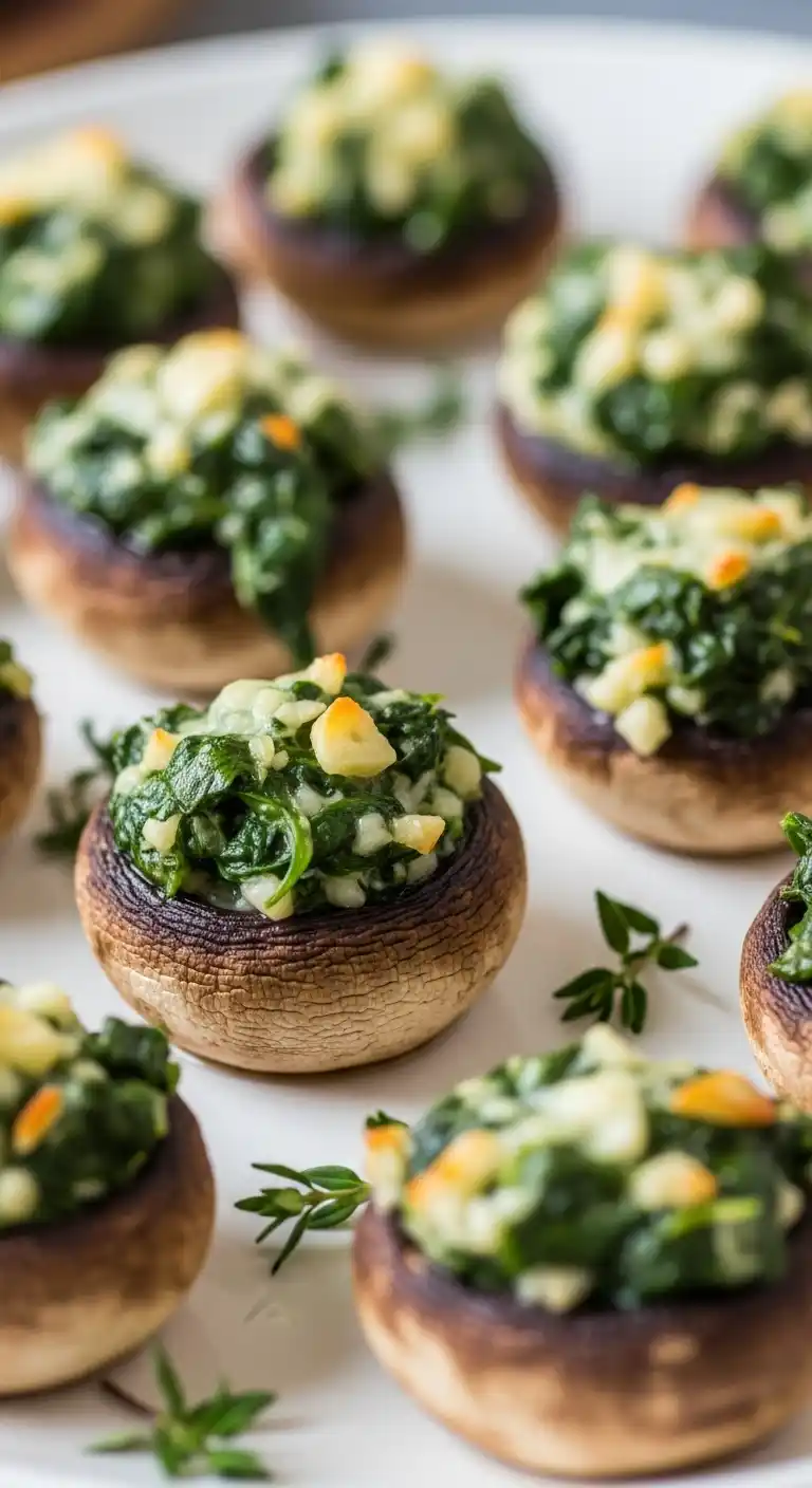 Bridal Shower Appetizers: 17 Easy & Elegant Ideas 7 3. Stuffed Mushrooms with Garlic and Spinach