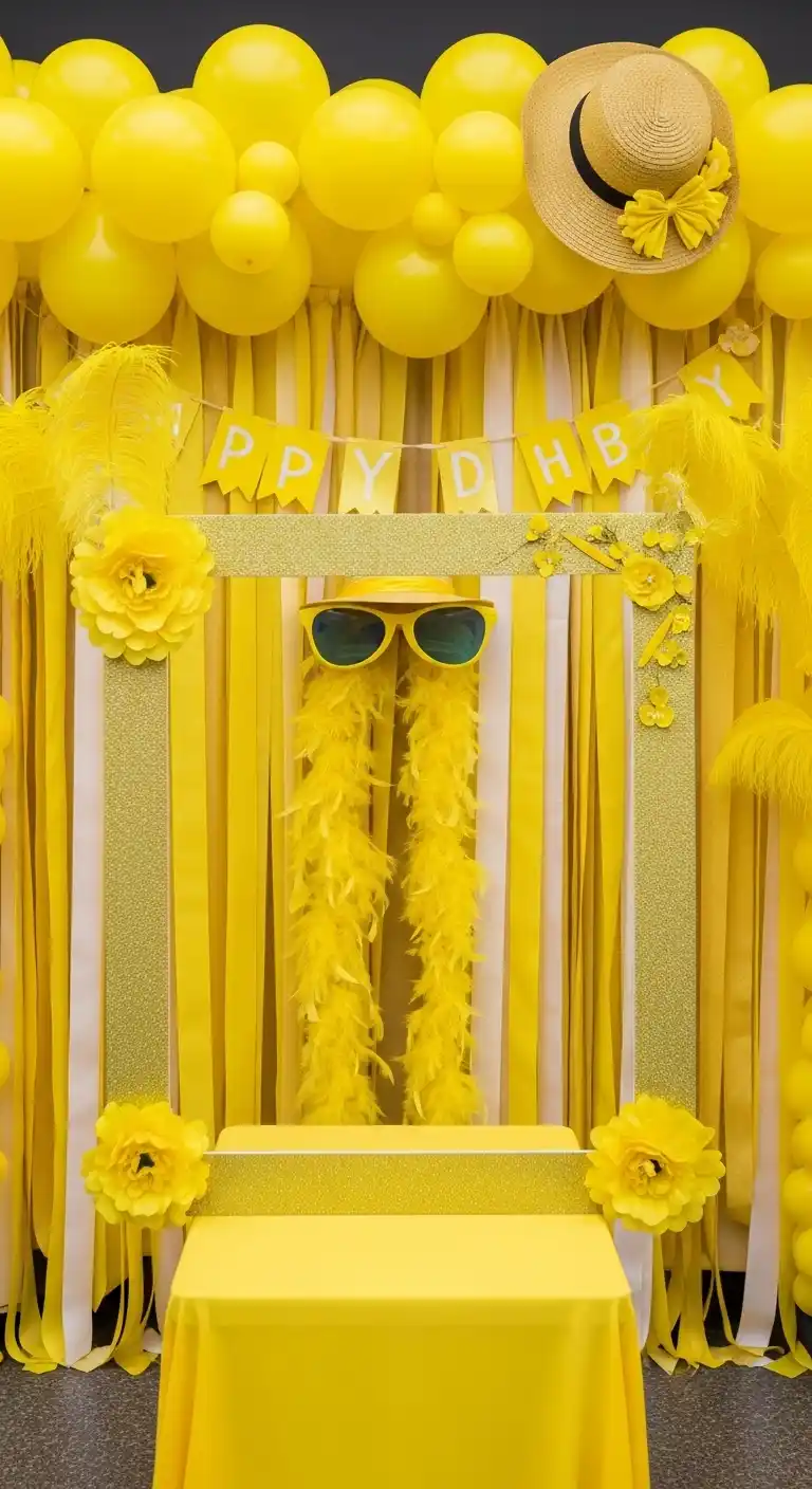 17 Stylish Yellow Bridal Shower Inspiration 7 3. Yellow-Themed Photo Booth