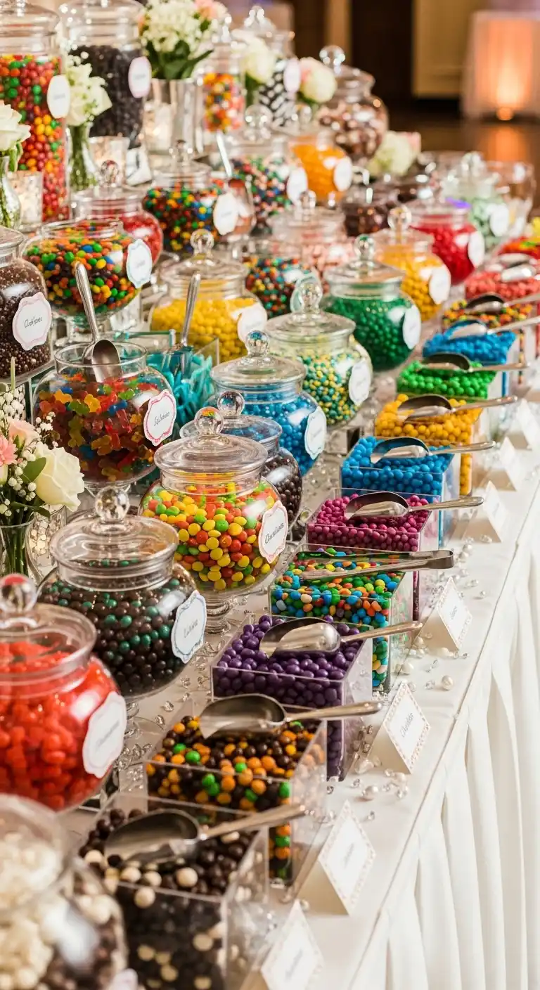 15 Graduation Party Dessert Table Ideas You’ll Love 8 4. Candy Buffet Extravaganza