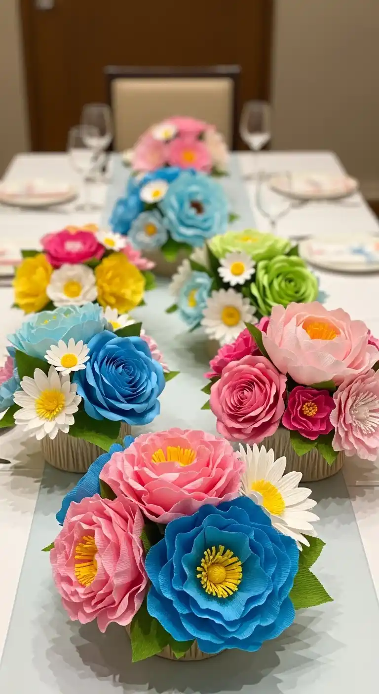 Birthday Party Table Decorations: 19 Fun Ideas 8 4. DIY Paper Flowers Centerpieces