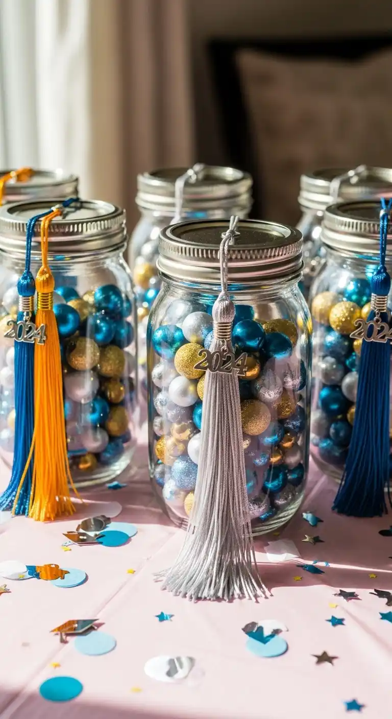 21 Stylish Graduation Party Table Centerpieces 8 4. DIY Tassel Jars