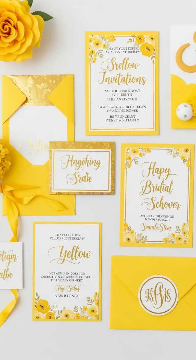 17 Stylish Yellow Bridal Shower Inspiration 8 4. DIY Yellow Invitations