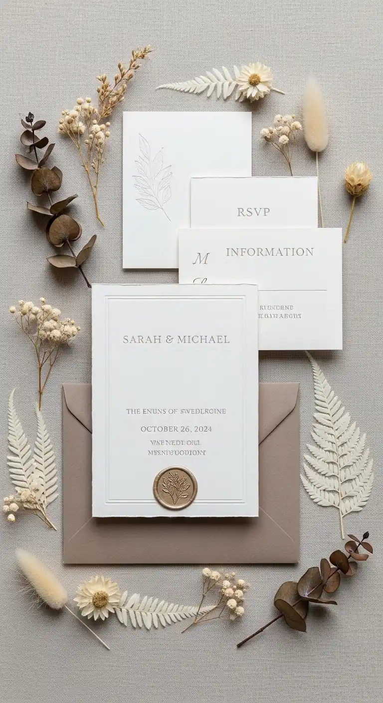 Neutral Wedding Ideas: 19 Elegant Inspirations 7 4. Elegant Neutral Invitations
