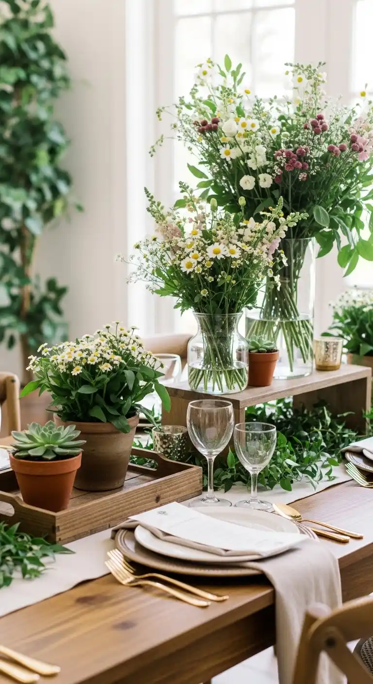 19 Beautiful Bridal Shower Table Looks 8 4. Garden-Inspired Bridal Shower Table Setup