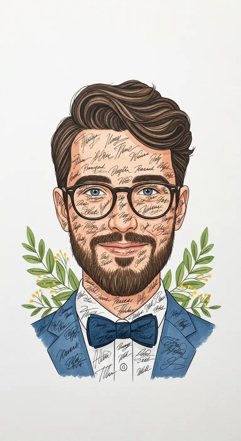 19 Meaningful Bridal Shower Keepsake Ideas 8 4. Illustrated Guest Portrait or Signature Artwork