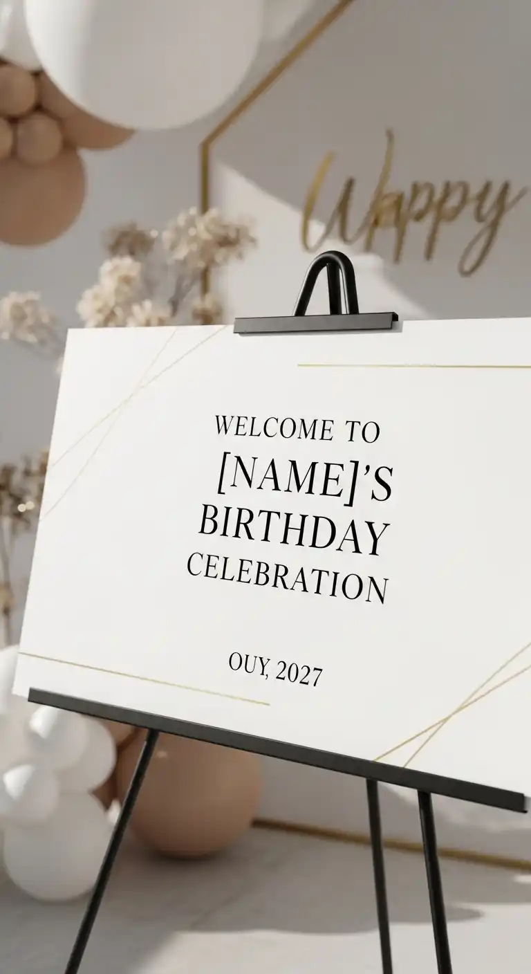 20 Stylish Birthday Party Welcome Boards 8 4. Minimalist Birthday Party Welcome Board