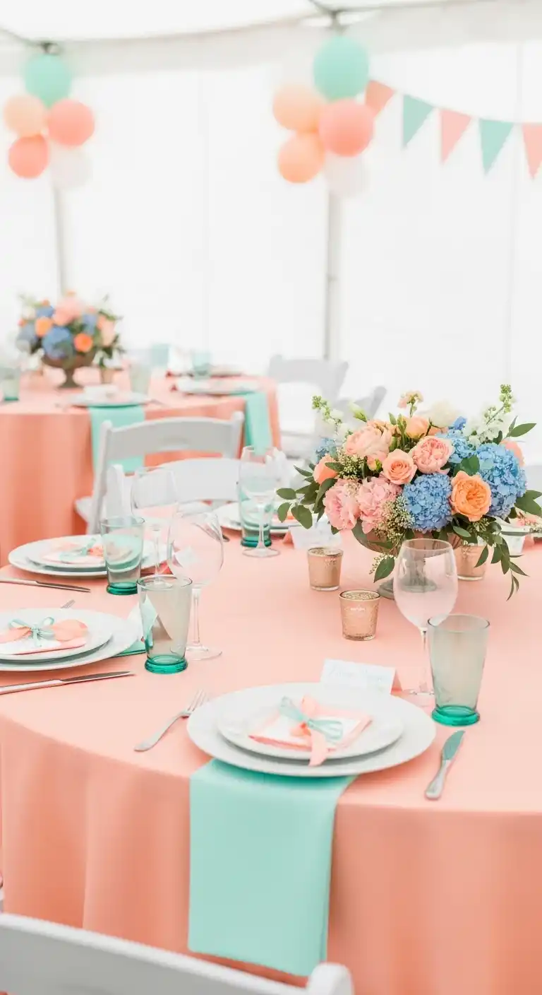 20 Stunning Engagement Party Color Schemes 8 4. Peach and Mint: Fresh and Cheerful