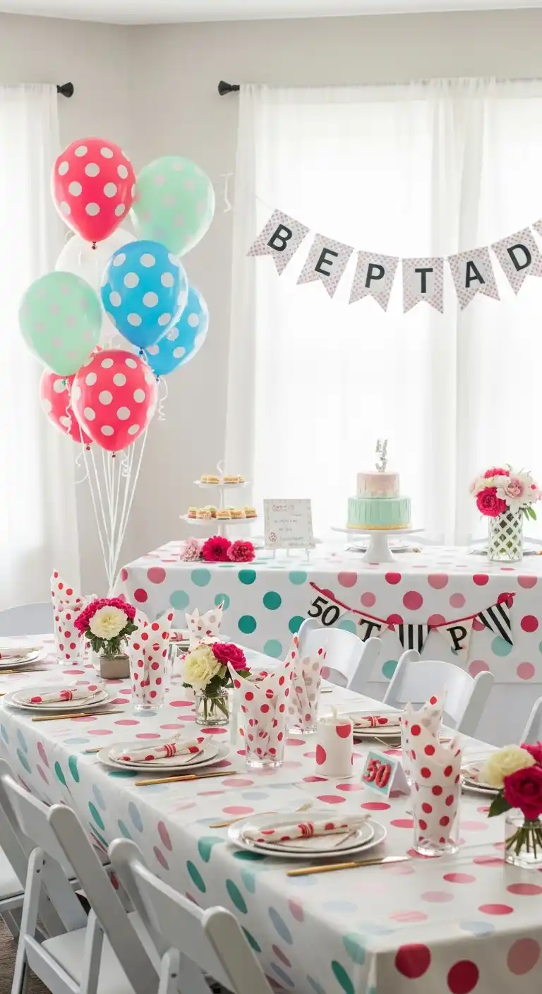 Easy Ways to Style a Bridal Shower 50s Theme 8 4. Polka Dot Party Décor