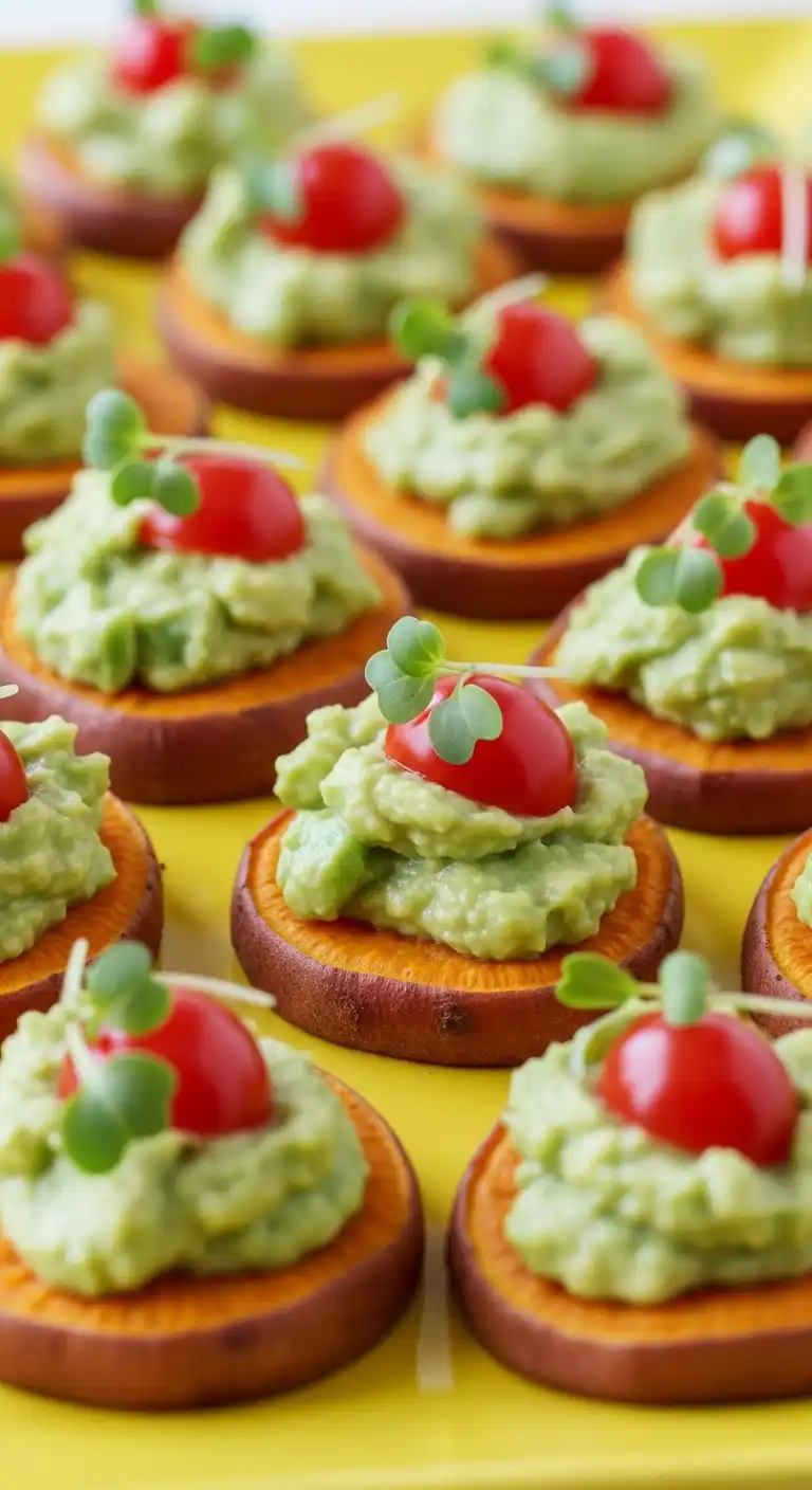 Bridal Shower Appetizers: 17 Easy & Elegant Ideas 8 4. Sweet Potato Rounds with Avocado Spread