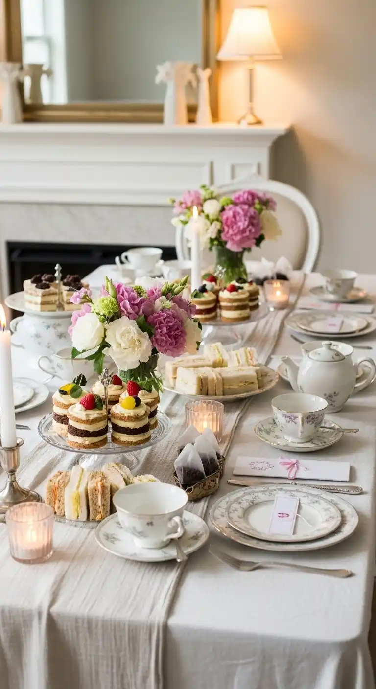 17 Lovely Bridal Shower at Home Ideas 8 4. Tea Party with Elegant Touches