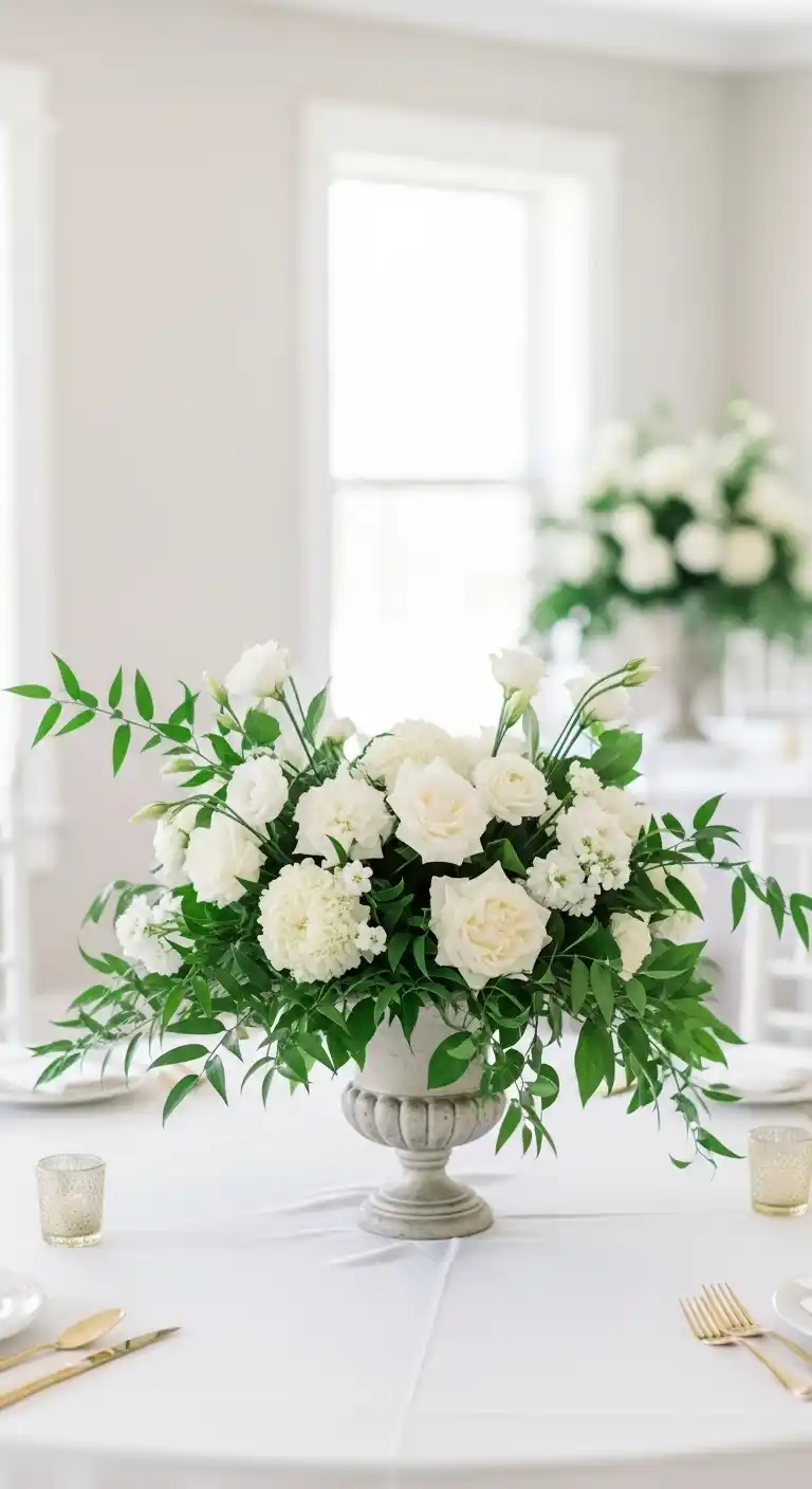 Charming Bridal Shower Floral Theme Ideas for Any Style 8 4. White and Greenery Bridal Shower Floral Theme