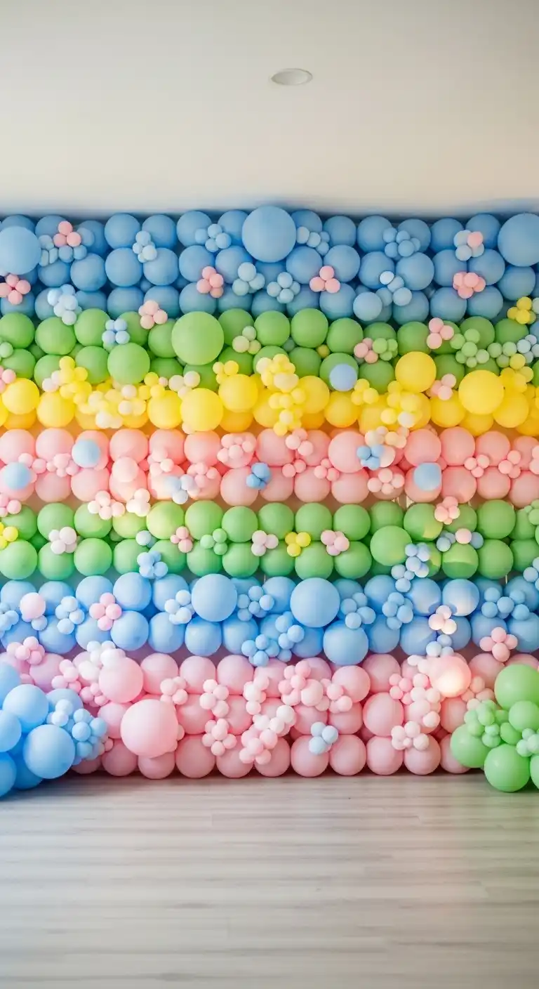 21 Stunning Birthday Party Balloon Decorations on a Budget 9 5. Balloon Backdrop Wall