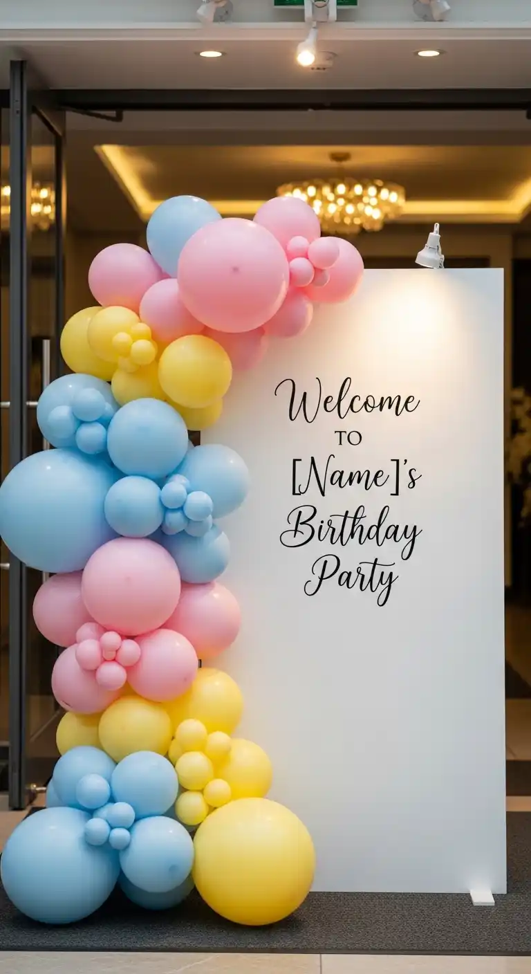 20 Stylish Birthday Party Welcome Boards 9 5. Balloon-Decorated Birthday Party Welcome Board