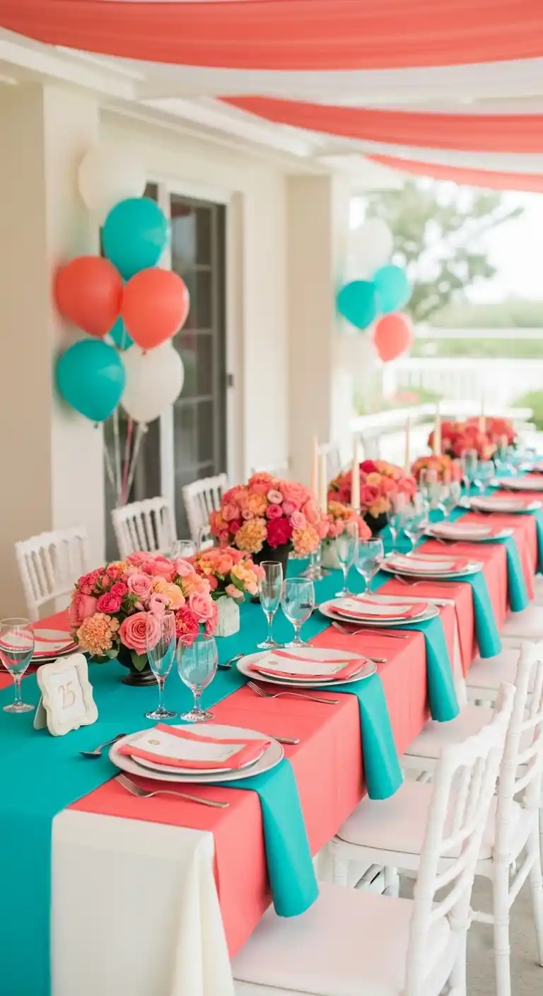 20 Stunning Engagement Party Color Schemes 9 5. Coral and Teal: Vibrant and Energetic