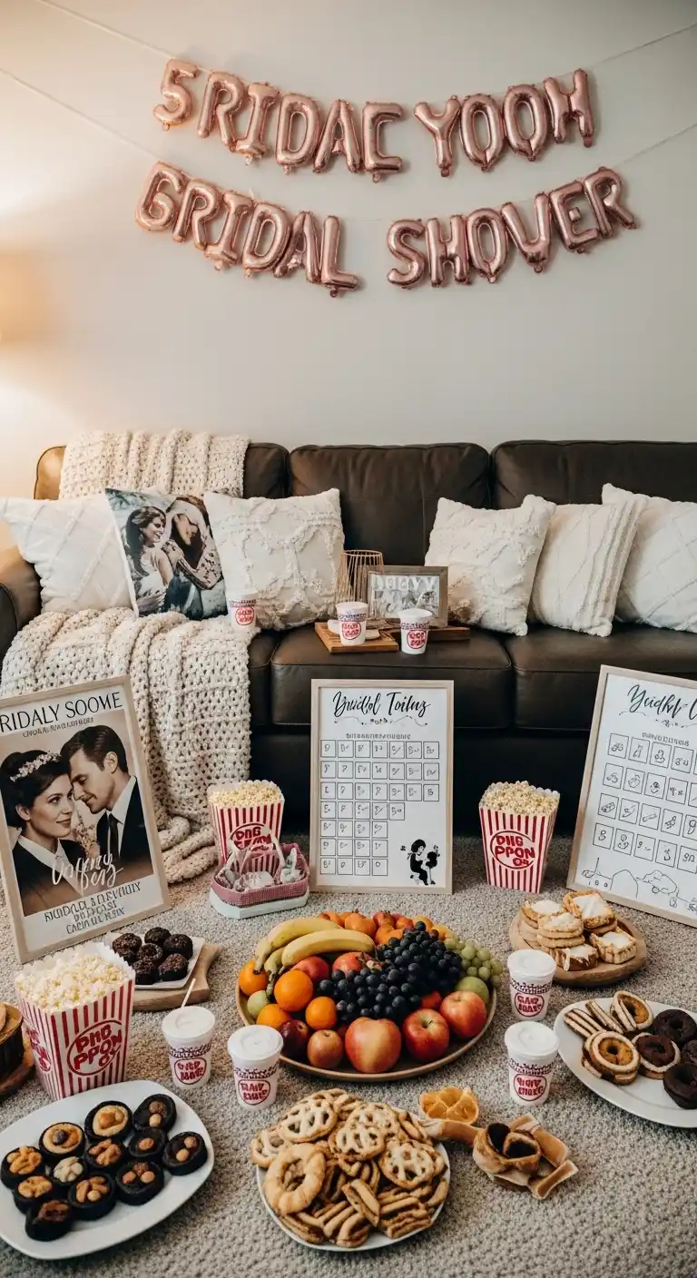 17 Lovely Bridal Shower at Home Ideas 9 5. Cozy Living Room Movie Night