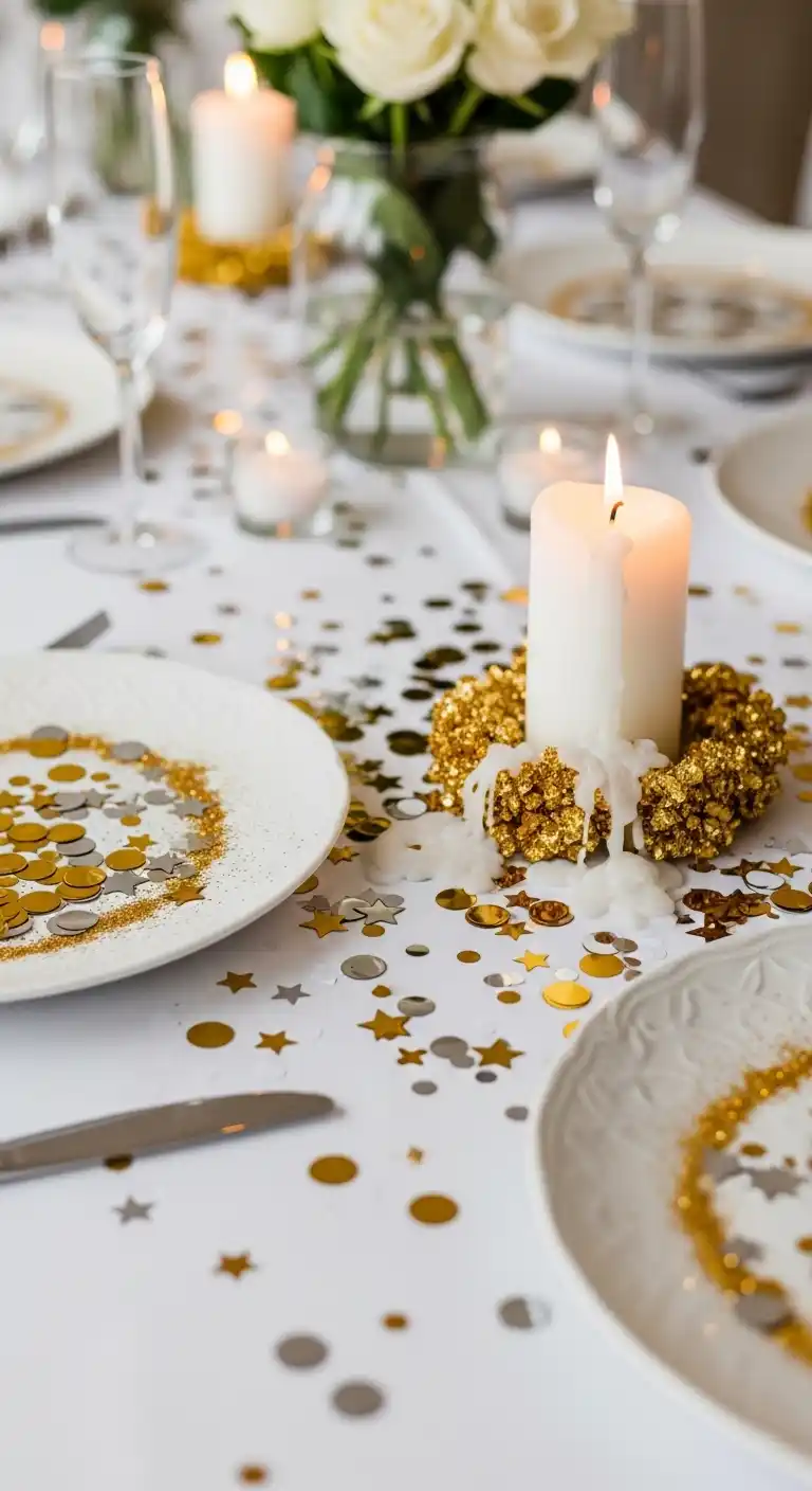 Birthday Party Table Decorations: 19 Fun Ideas 9 5. Glittery or Confetti Table Accents