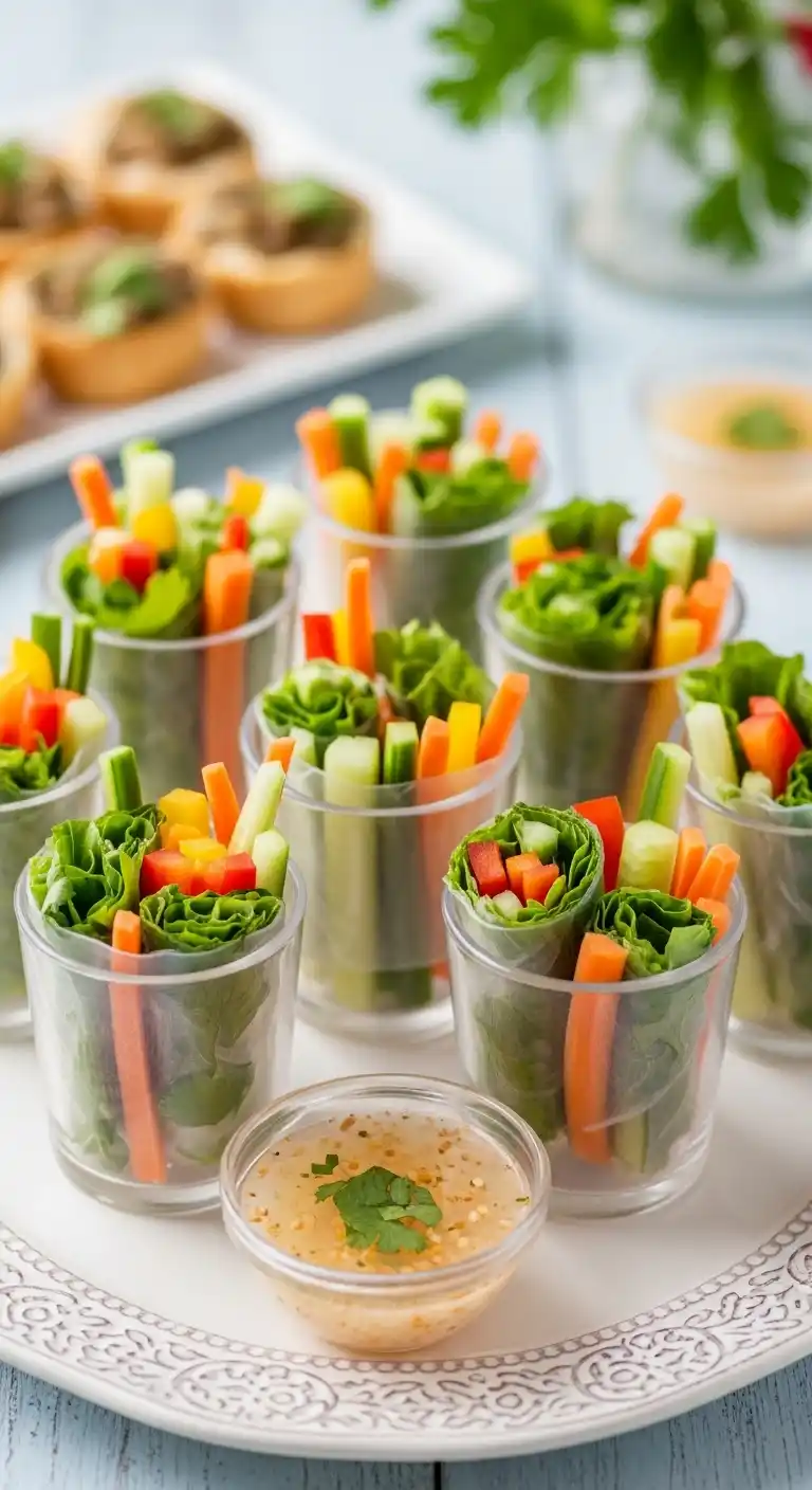 Bridal Shower Appetizers: 17 Easy & Elegant Ideas 9 5. Mini Vegetable Spring Rolls