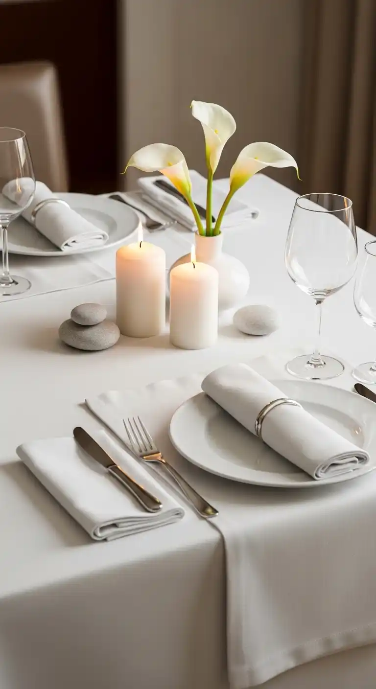17 Classic White Wedding Ideas You’ll Always Love 9 5. Minimalist White Table Settings with Refined Details