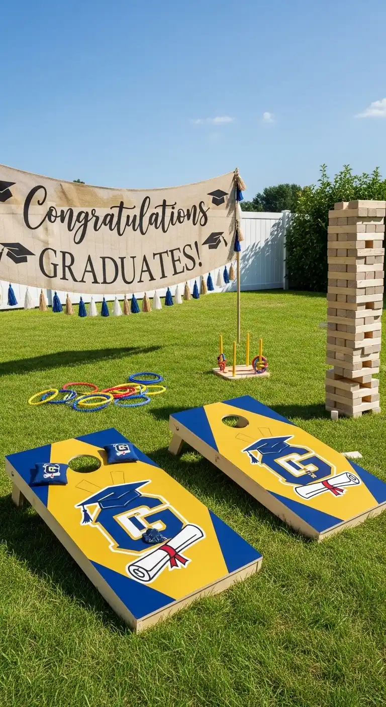 Graduation Party Outdoors: 20 Creative Ideas 9 5. Outdoor Game Zone