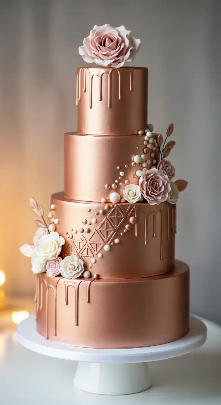 17 Rose Gold Wedding Ideas You’ll Adore 8 5. Rose Gold Wedding Cake Ideas That Wow Guests