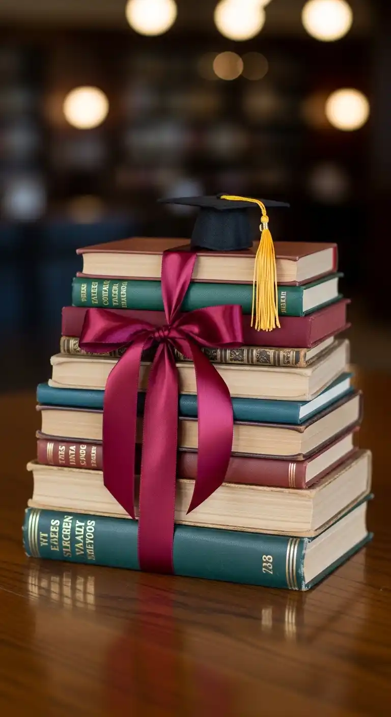 21 Stylish Graduation Party Table Centerpieces 10 6. Book Stack Centerpieces