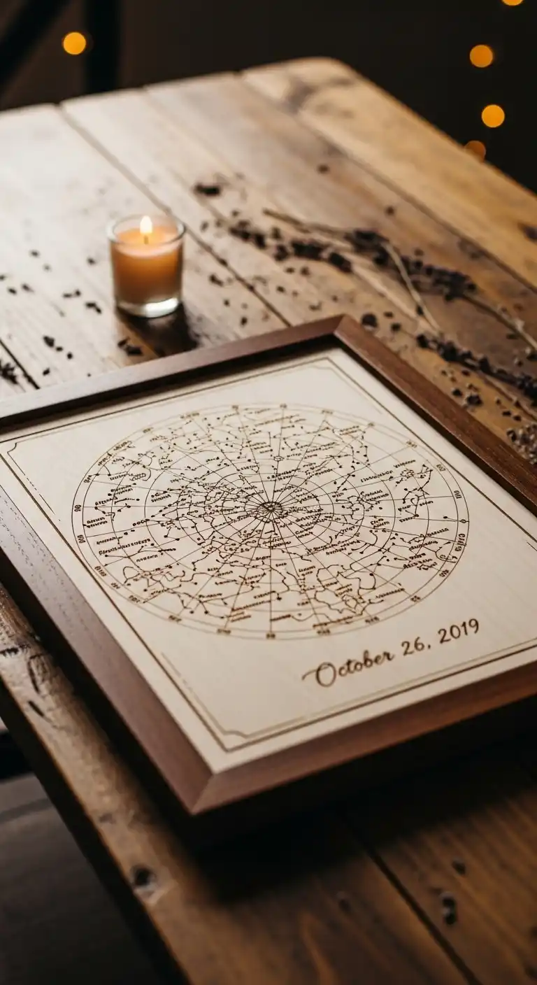 20 Unique 5th Wedding Anniversary Celebration Ideas 10 6. Custom Star Map of Wedding Date