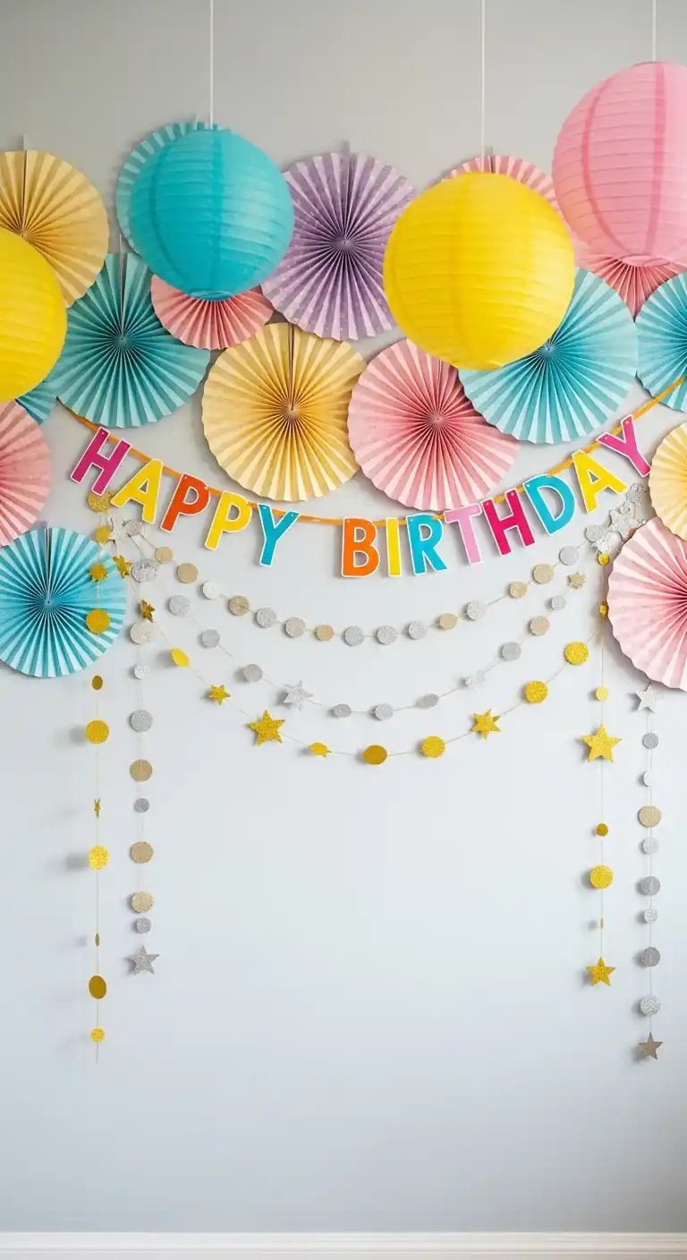 20 Birthday Party Decorations for a Stylish Celebration 10 6. Decorative Wall Accents That Fill Empty Party Spaces