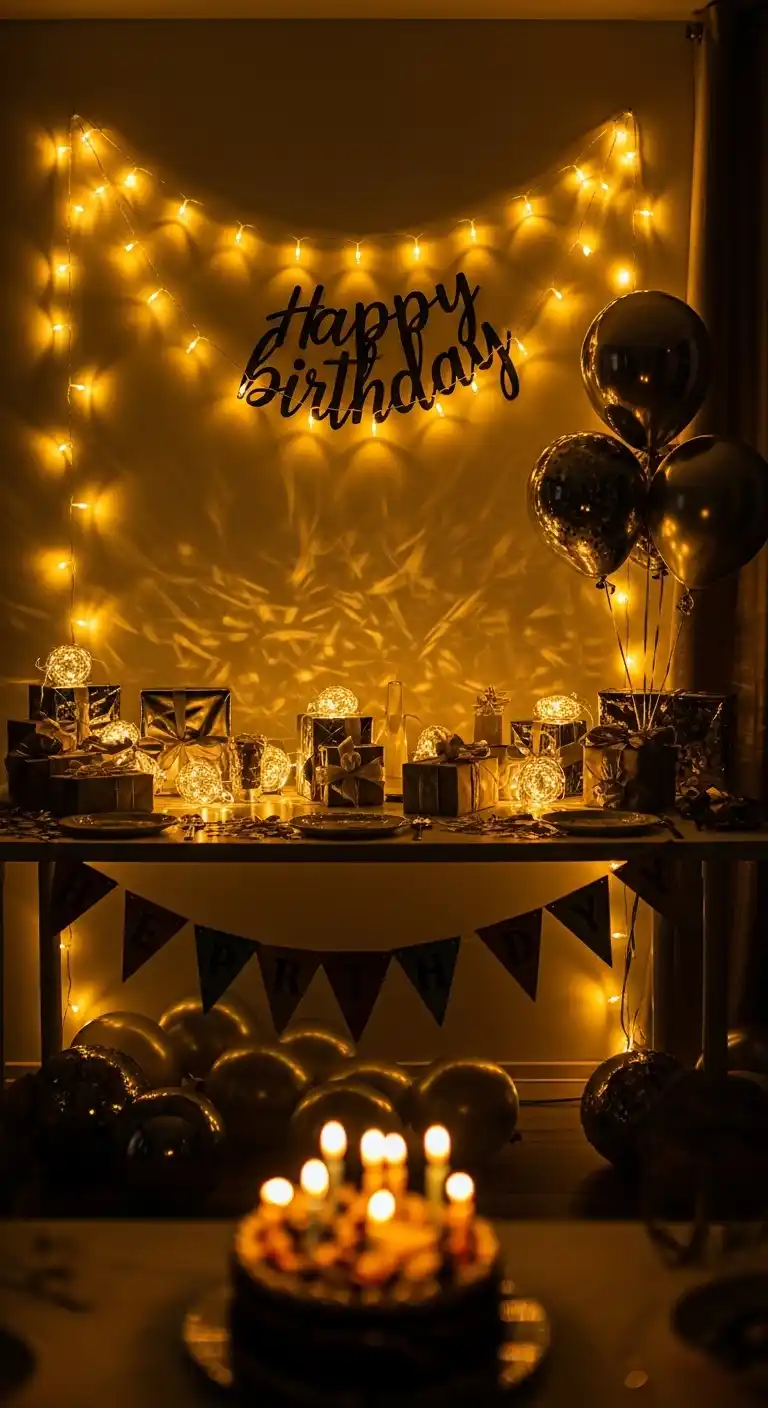 Birthday Party Decorations for Men: 21 Stylish Ideas 10 6. LED String Lights for Ambiance