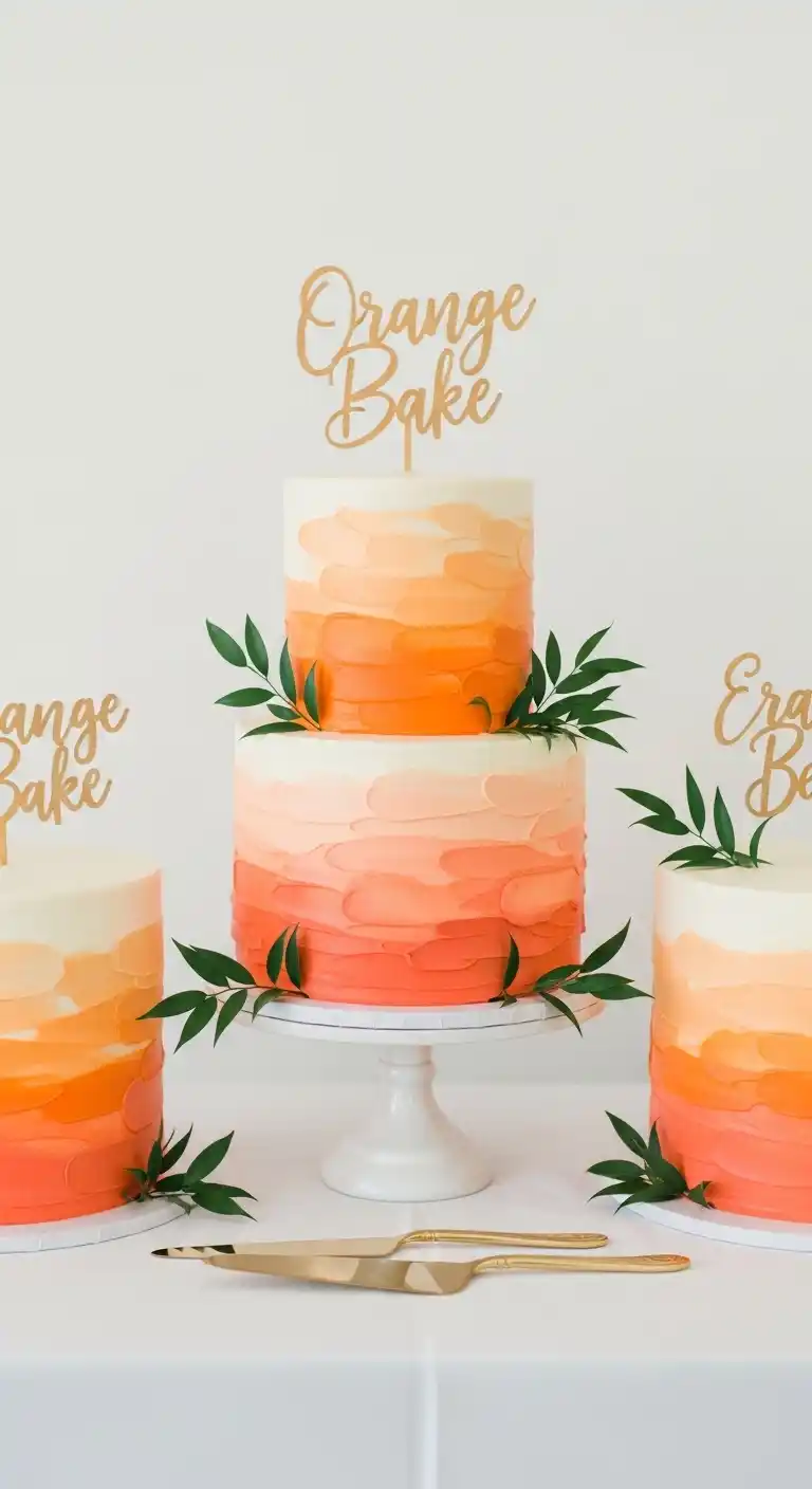 Orange Wedding Cakes That Steal the Spotlight 10 6. Orange and Peach Watercolor Cake