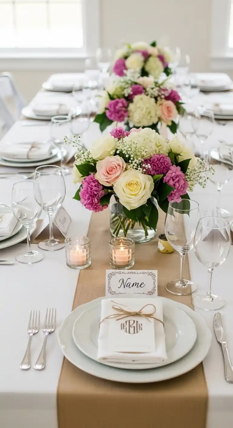 19 Beautiful Bridal Shower Table Looks 10 6. Personalized Name-Focused Bridal Shower Table
