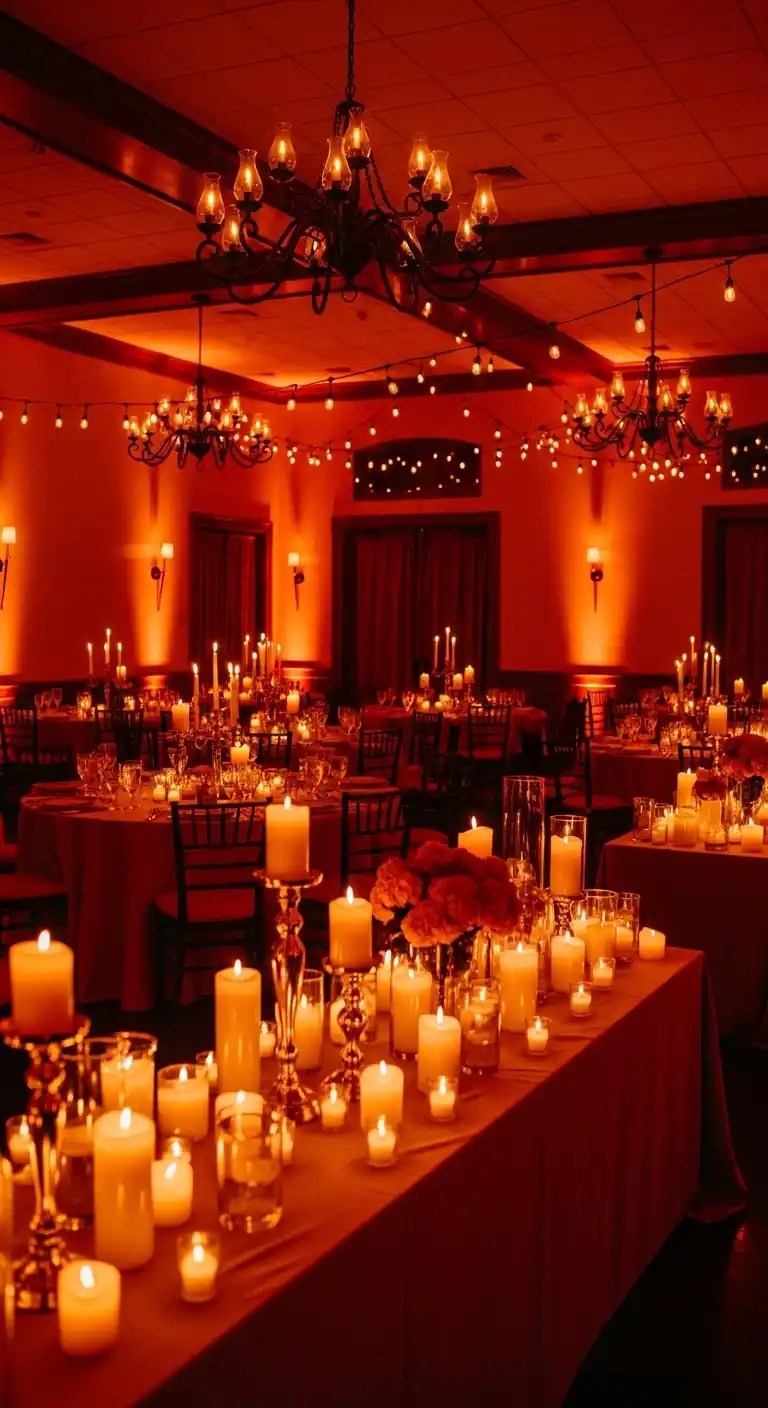 17 Stunning Burnt Orange Wedding Reception Ideas 11 7. Burnt Orange Candlelight and Lighting