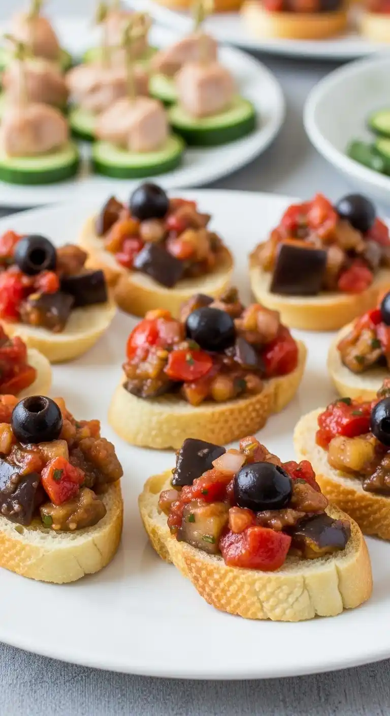 Bridal Shower Appetizers: 17 Easy & Elegant Ideas 11 7. Caponata on Toast Points