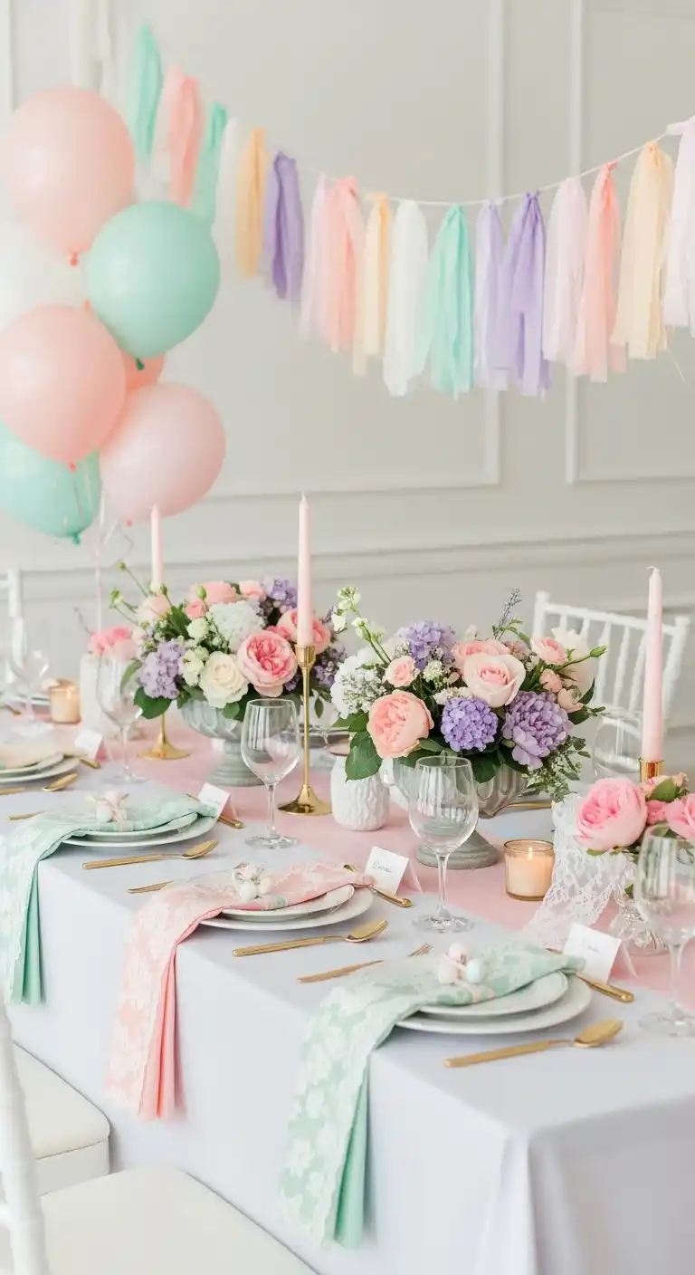 Bridal Shower Tea Party Looks That Delight 11 7. Chic Pastel Color Palette for a Feminine Vibe