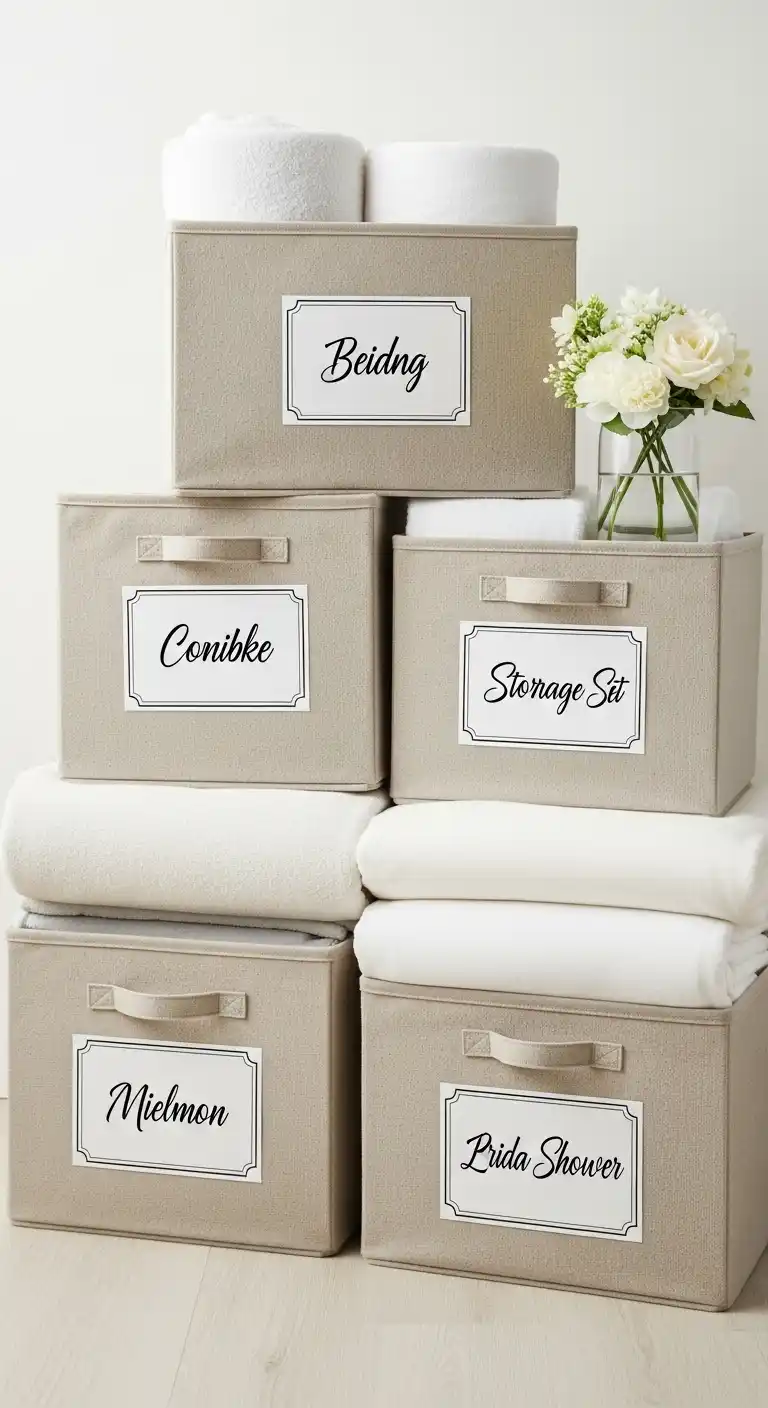 17 Bridal Shower Gifts She’ll Truly Love 11 7. Customized Linen Storage Set as a Bridal Shower Gift