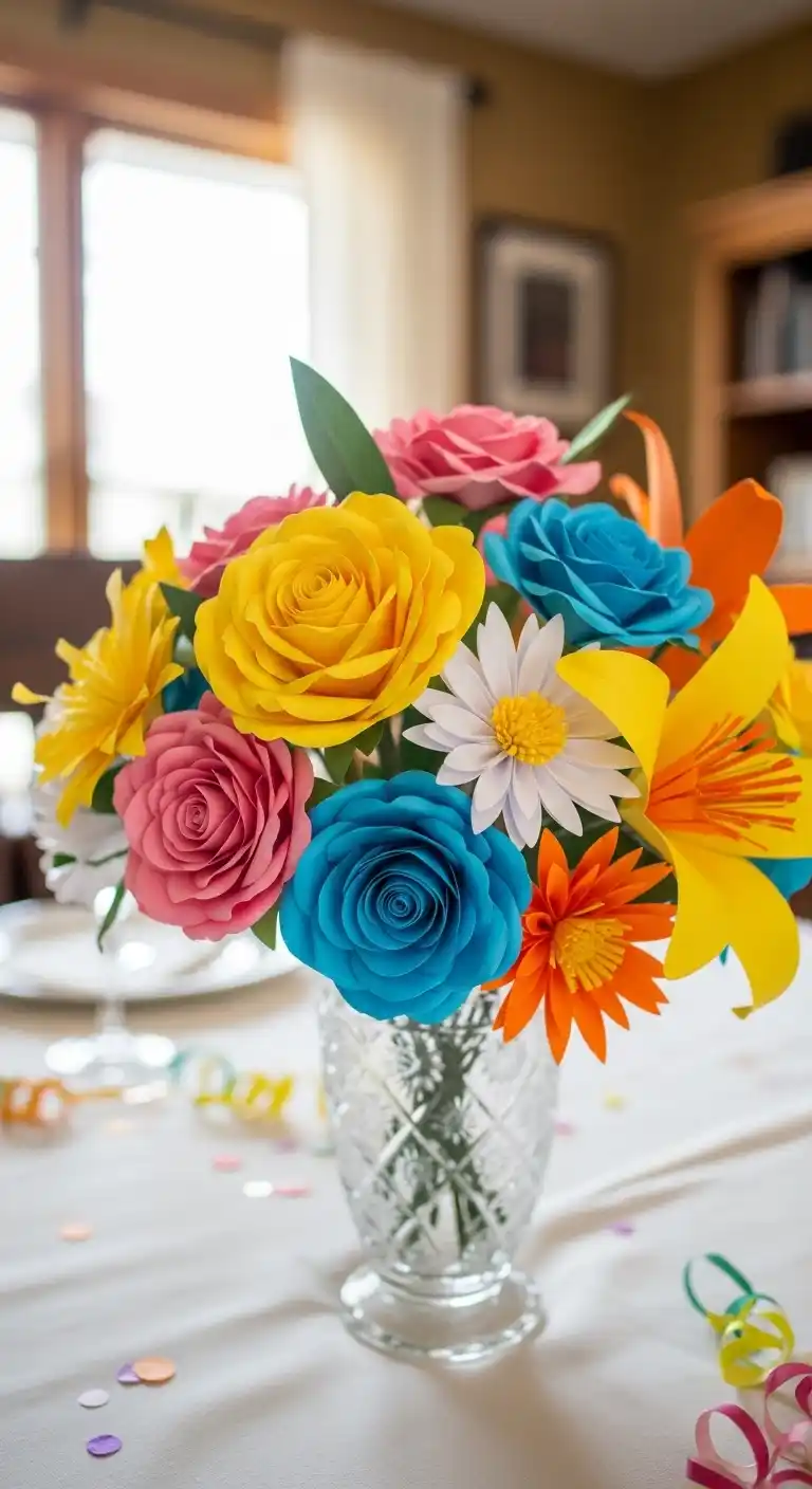 21 Stylish Graduation Party Table Centerpieces 11 7. DIY Paper Flowers