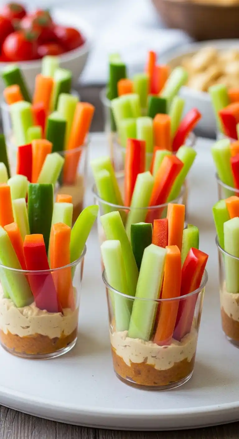 Easy Engagement Party Snacks That Steal the Show 11 7. Hummus and Veggie Cups